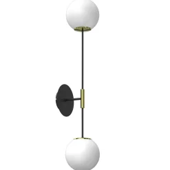 Clearance Luminex Wandlampe Glas Metall Schwarz Weiß Gold H:80 cm Kugeln