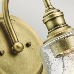 Clearance Elstead Wandlampe Glasschirm Metall Jugendstil in Messing LIODA