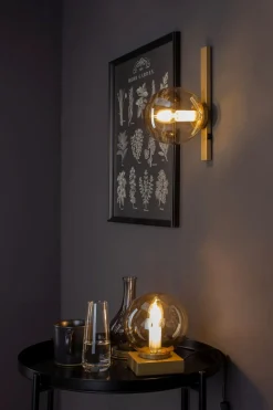 Outlet Eco-Light Wandlampe Gold Bernstein Glaskugel E14 B:14 cm blendarm