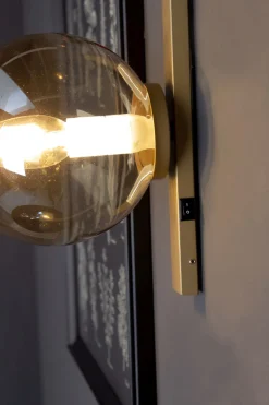 Outlet Eco-Light Wandlampe Gold Bernstein Glaskugel E14 B:14 cm blendarm