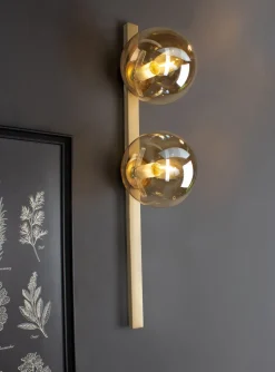 Discount Eco-Light Wandlampe Gold Bernstein Glaskugel E14 H:60 cm 2-flmg