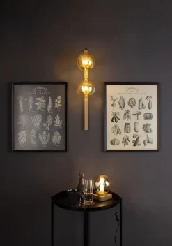 Discount Eco-Light Wandlampe Gold Bernstein Glaskugel E14 H:60 cm 2-flmg