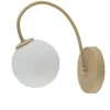 Discount Sigma Wandlampe Gold Glas Metall geschwungen H:25 cm elegant