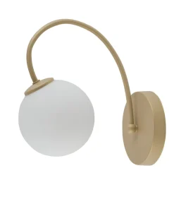 Discount Sigma Wandlampe Gold Glas Metall geschwungen H:25 cm elegant