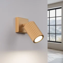 Sollux Wandlampe GU10 B: 8 cm klein schwenkbar aus Aluminium in Gold* Flurlampen|Wohnzimmerlampen