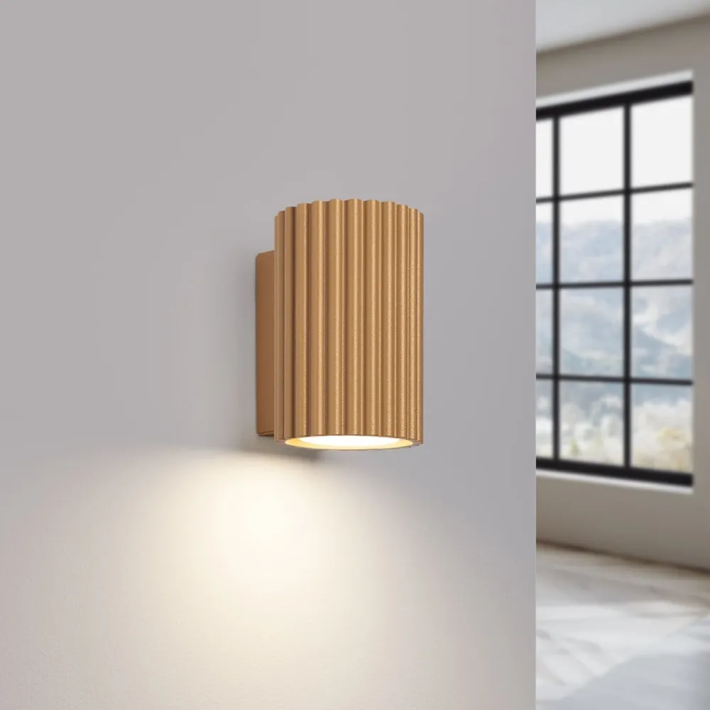 Sollux Wandlampe GU10 Modern aus Aluminium klein H: 10 cm in Gold* Flurlampen|Wohnzimmerlampen