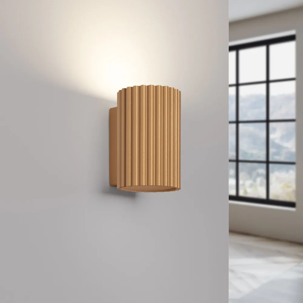 Sollux Wandlampe GU10 Modern aus Aluminium klein H: 10 cm in Gold* Flurlampen|Wohnzimmerlampen