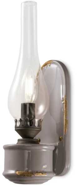 Ferroluce Wandlampe Handarbeit Glas H: 33 cm Taupe Shabby Antik E14* Wohnzimmerlampen|Glaslampen