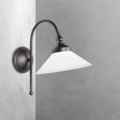 Outlet Giovanni Battista Wandlampe in Bronze matt Weiß E14 Glas Messing schwenkbar