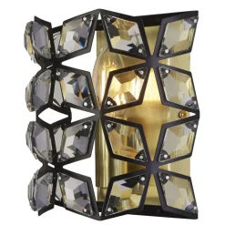 Clearance Searchlight Wandlampe innen Kristall H: 18 cm E14 in Messing Schwarz