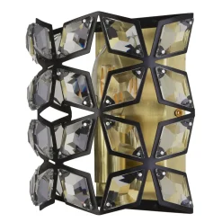 Clearance Searchlight Wandlampe innen Kristall H: 18 cm E14 in Messing Schwarz