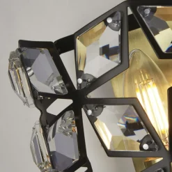 Clearance Searchlight Wandlampe innen Kristall H: 18 cm E14 in Messing Schwarz