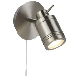 Best Searchlight Wandlampe IP44 GU10 in Silber matt Bad mit Schalter