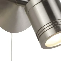 Best Searchlight Wandlampe IP44 GU10 in Silber matt Bad mit Schalter