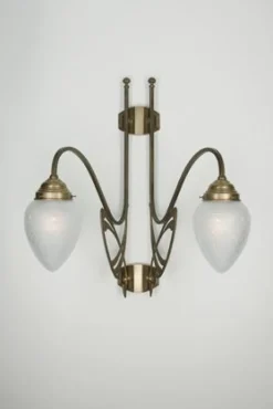 Berliner Messingleuchten Wandlampe Jugendstil Berliner Messing Glas B:55 cm E27* Wohnzimmerlampen|Küchenlampen