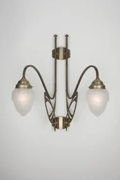 Best Berliner Messingleuchten Wandlampe Jugendstil Berliner Messing Glas H:67 cm E27