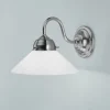 Outlet Berliner Messingleuchten Wandlampe Jugendstil in Nickel Glas Messing E27 T:25 cm
