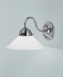 Outlet Berliner Messingleuchten Wandlampe Jugendstil in Nickel Glas Messing E27 T:25 cm