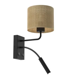 Outlet Luminex Wandlampe Jute Metall H:38 cm E27 G9 Schalter Lesearm