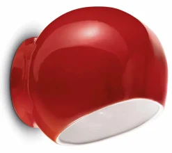 Ferroluce Wandlampe Keramik 21 cm breit Rot E27 rund Retro* Wohnzimmerlampen|Keramiklampen