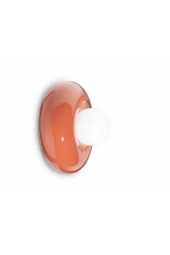 Ferroluce Wandlampe Keramik Glas Ø 25 cm rund Orange Weiß* Wohnzimmerlampen|Glaslampen