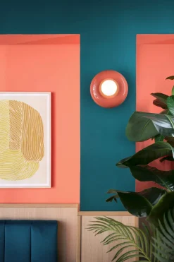 Ferroluce Wandlampe Keramik Glas Ø 25 cm rund Orange Weiß* Wohnzimmerlampen|Glaslampen