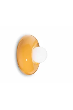 Ferroluce Wandlampe Keramik Glas rund Ø 25 cm breit Gelb Weiß* Wohnzimmerlampen|Glaslampen