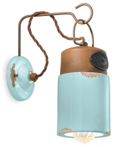 Ferroluce Wandlampe Keramik Schirm H: 33 cm E27 Vintage Design* Wohnzimmerlampen|Keramiklampen