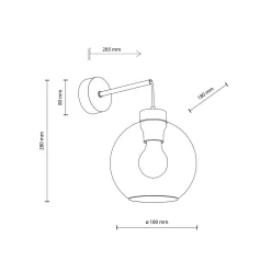 TK Lighting Wandlampe Kugel Schirm Glas E27 H: 28 cm B: 18 cm KALETE