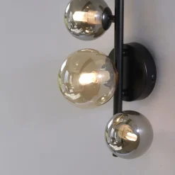 Best Paul Neuhaus Wandlampe Kugeln Rauchgrau Bernstein Glas G9 H:28,5 cm