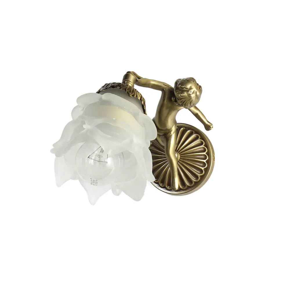 Giovanni Battista Wandlampe Messing Antik Echt Jugendstil Putti* Glaslampen|Metall Lampen