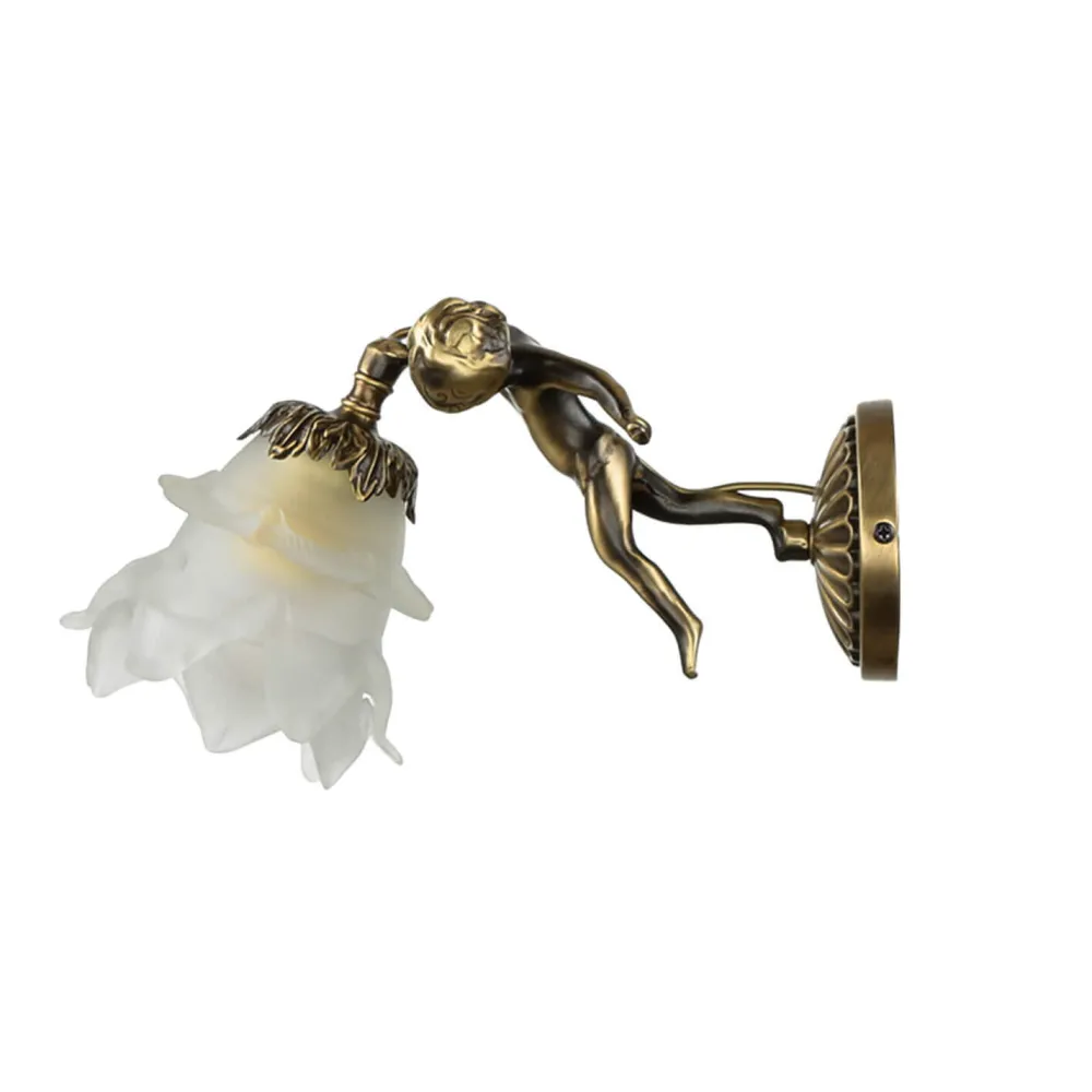 Giovanni Battista Wandlampe Messing Antik Echt Jugendstil Putti* Glaslampen|Metall Lampen