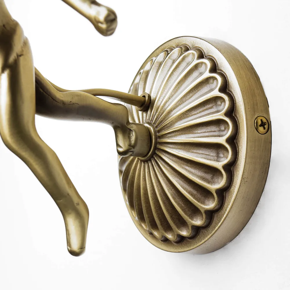 Giovanni Battista Wandlampe Messing Antik Echt Jugendstil Putti* Glaslampen|Metall Lampen