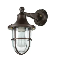 Lido Wandlampe Messing außen IP64 Rostbraun antik Maritim E27* Außenwandleuchten|Rustikale Lampen