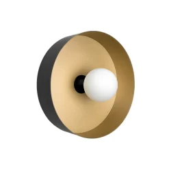 Giovanni Battista Wandlampe Messing Eisen E27 D: 30 cm rund Schwarz Gold* Wandleuchten|Flurlampen