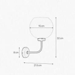 Sale Giovanni Battista Wandlampe Messing Glas H: 32 cm in Bronze Weiß E27 Kugel