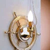 Hot Laura Suardi Wandlampe Messing Glas Maritim Steuerrad Antik