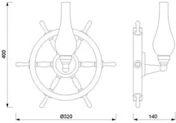 Hot Laura Suardi Wandlampe Messing Glas Maritim Steuerrad Antik
