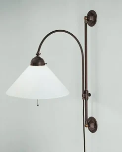 Berliner Messingleuchten Wandlampe Messing Glas Schalter E27 mit Kabel Stecker* Wohnzimmerlampen|Küchenlampen