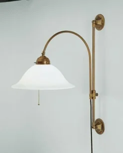 Berliner Messingleuchten Wandlampe Messing Glas Zugschalter Steckdosenanschluss* Wohnzimmerlampen|Küchenlampen