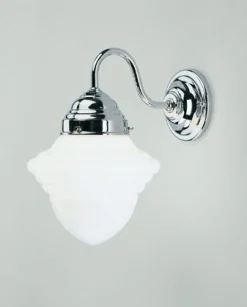 Hot Berliner Messingleuchten Wandlampe Messing in Chrom Glas blendarm E27 Jugendstil