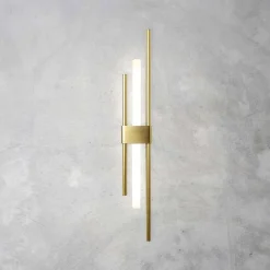 Online Giovanni Battista Wandlampe Messing massiv 70,5 cm hoch für S14d Art Déco