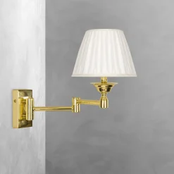 Best Giovanni Battista Wandlampe Messing poliert Stoff Weiß E14 Gelenkarm