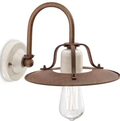 Best Ferroluce Wandlampe Metall 25 cm breit Creme Rostbraun E27 MATTIA