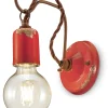 Ferroluce Wandlampe Metall 18 cm hoch Rot Shabby Antik E27 ARASI* Wohnzimmerlampen|Küchenlampen