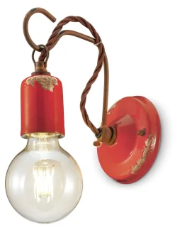 Ferroluce Wandlampe Metall 18 cm hoch Rot Shabby Antik E27 ARASI* Wohnzimmerlampen|Küchenlampen