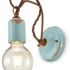 Ferroluce Wandlampe Metall 18 cm hoch Hellblau Shabby Antik E27* Wohnzimmerlampen|Keramiklampen