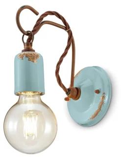 Ferroluce Wandlampe Metall 18 cm hoch Hellblau Shabby Antik E27* Wohnzimmerlampen|Keramiklampen