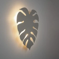 TK Lighting Wandlampe Metall Beige H: 40c m Monstera Blatt 3x G9* Wandleuchten|Flurlampen