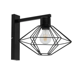 Sigma Wandlampe Metall Draht Schwarz E27 T:35 cm dekorativ* Wandleuchten|Küchenlampen